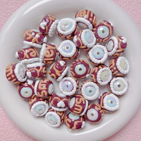 Wholesale Trendy Hand-Painted Acrylic Cartoon Beads 16mm Black Coffee Color for DIY Phone Chain Keychain Craft Supply Boutique Resale