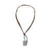 Wholesale Bohemian Retro Green Turquoise Beaded Necklace Leather Cord With Alloy Pendant Electroplated Finish Fashion Jewelry Accessory Gift
