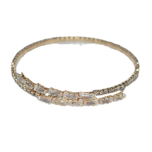 oly-386a1e87b7041642b012514b56039d28 Wholesale Stylish Zircon Open Bangle Bracelet Silver Tone Bridal Wedding Jewelry Accessory