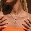 Wholesale Fashion Stainless Steel Woven Rope Necklace With Bow Cross Pendant Colorful Electroplated Jewelry Accessory
