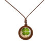 Wholesale Four Leaf Clover Wooden Glass Pendant Necklace Fashion Jewelry Accessory