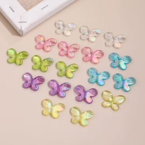 Wholesale Chic Iridescent Butterfly Acrylic Beads for DIY Earrings Necklace Jewelry Accessory Making