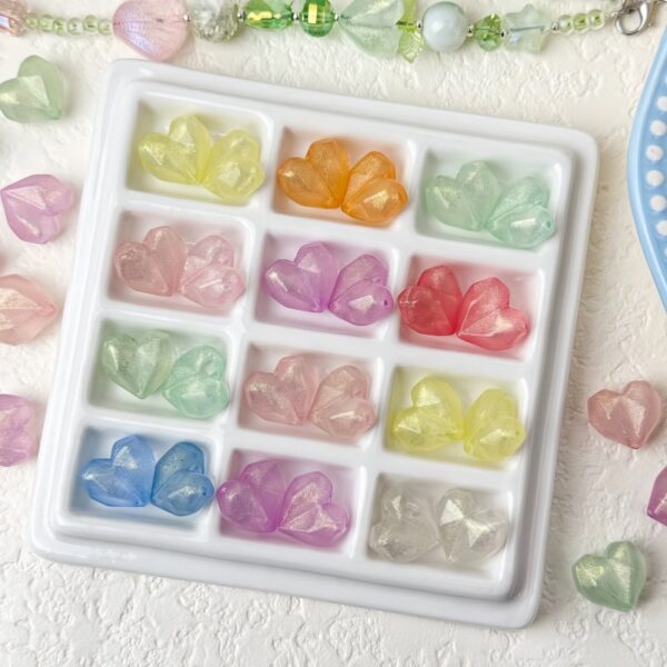 Wholesale Acrylic Faceted Heart Beads, Fine Glitter Star Cut, Loose Beads for DIY Jewelry Making, Chic Fashion Accessory Gift