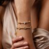 Wholesale Trendy Double Layer Heart Zircon Bracelet In Copper With Chain And Beads Women S Fashion Accessory