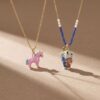 Wholesale Retro Geometric Evil Eye Unicorn Necklace Colorful Beaded Chain Fashion Jewelry Accessory