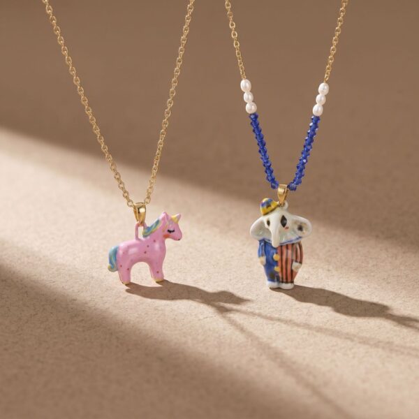 Wholesale Retro Geometric Evil Eye Unicorn Necklace Colorful Beaded Chain Fashion Jewelry Accessory