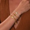 Wholesale Beaded Stretch Gilt Copper Bracelet With Star Flower Heart Charms For Women Everyday Jewelry Accessory