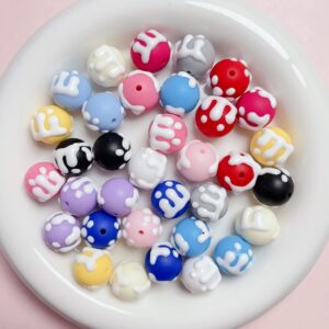 oly-39e9f817591d96fc874fc45cec276487 Wholesale Hand-Painted Acrylic Loose Beads Cream Candy Style Sapphire Blue for DIY Jewelry Making Craft Supply