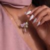 Wholesale Copper Floral Pendant Necklace Vintage Chinese Style With Green Leaf Fashion Jewelry Gift For Women