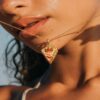 Wholesale Electroplating Copper Strawberry Cake Pendant Necklace Triangle Open Close Design Fashion Jewelry Accessory