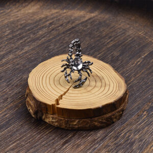 A gun black scorpion ring