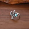 Wholesale Vintage Bohemian Turquoise Ring Set Zinc Alloy Flower Design Women S Jewelry Accessory Three Piece Set For Gift Resale