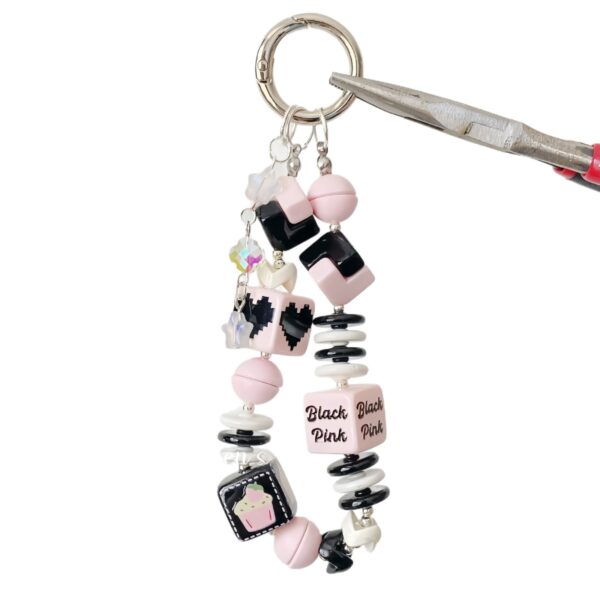 oly-3b61cda794fdd45ad62dfed30335f8b8 Wholesale Black Pink Acrylic Square Beads for DIY Phone Charms Keychain Bag Pendant Craft Supplies