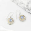 Wholesale Retro Geometric Hollow Out Circle Earrings With Green Stone Trendy Fashion Jewelry For Women