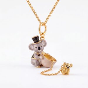 Top hat koala pendant necklace