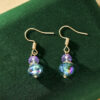 Wholesale Retro Green Purple Gemstone Drop Earrings For Women Party Wear Fashion Accessory Gift