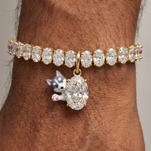 Waving Husky Oval Diamond Bracelet