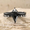 Wholesale Electroplated Black Alloy 2 Piece Ring Set For Women Fashion Jewelry Gift
