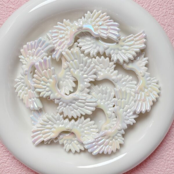 oly-3c63b1a30b99379364db760537505442 Wholesale Acrylic Heart Angel Wings Beads, UV Plated Light Pink DIY Phone Charm Supplies Fashion Accessory Resale