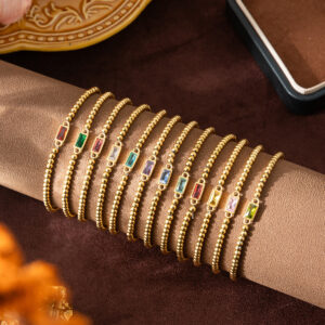 Wholesale December Birthstone Bracelet For Women Stainless Steel Round Bead Chain Fashion Jewelry Accessory Gift