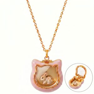 Pink photo box rabbit necklace