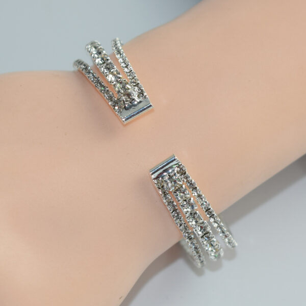 oly-3cde7ed7391adb63a44b48029a9edc5d Wholesale Minimalist 3 Row Rhinestone Open Bracelet Silver Tone Fashion Accessory Chic Everyday Wear Boutique Resale