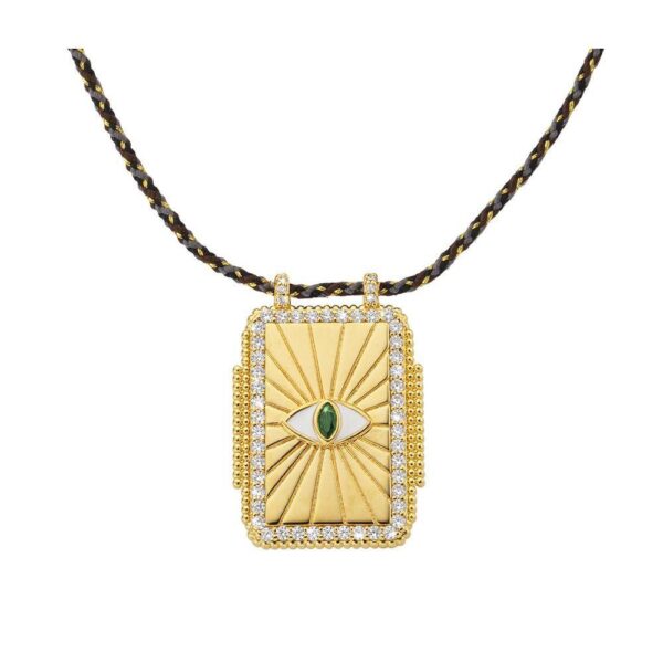 oly-3d30f6551f7e7416680695443e220071 Wholesale Retro Tarot Card Pendant Necklace Copper Material Diamond Inlay Process Gemstone Jewelry Accessory Chic Gift For Casual Wear