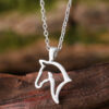 Wholesale Ancient Silver Hollow Horse Head Pendant Necklace Punk Style Fashion Jewelry