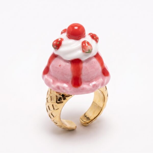 oly-3d6d1d8a95d9fc2b7357a58a5574eda4 Wholesale Copper Electroplated Open Ice Cream Dessert Ring Mango Blueberry Chocolate Design Trendy Jewelry Accessory For Everyday Wear
