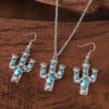 oly-3e3d545193ee55f6544bfab438519777 Wholesale Retro Bohemian Turquoise Cactus Earrings And Necklace Set Zinc Alloy Ethnic Jewelry Fashion Accessory For Everyday Wear