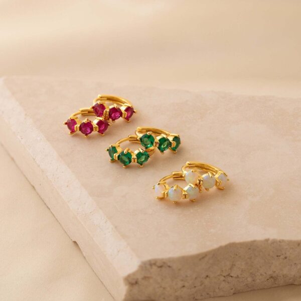 Wholesale Electroplating Copper Plated Twelve Birthstone Stud Earrings Geometric Style Women S Fashion Jewelry Gift