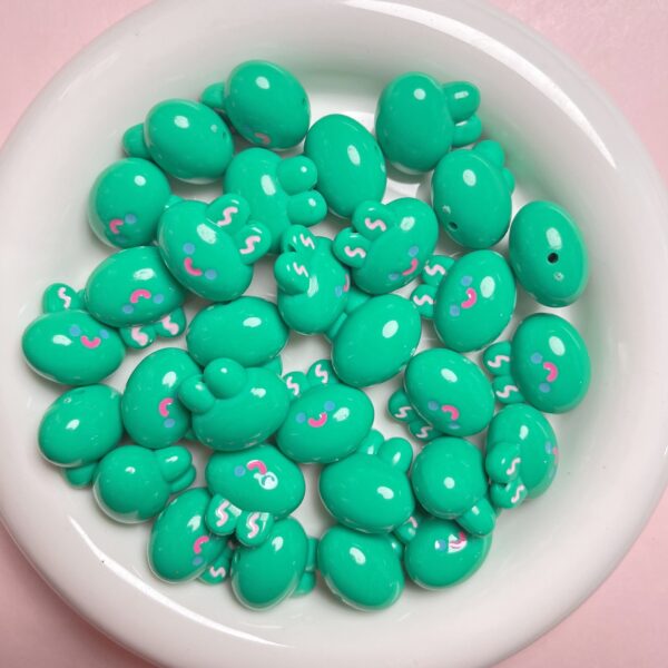 Wholesale Acrylic Glow in the Dark Rabbit Head Beads with Oil Drip Finish for DIY Phone Charm Keychain Making