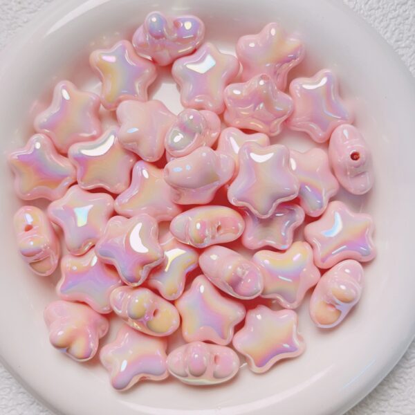 Wholesale Acrylic Star Beads Cream Pink Pentagram Shape Loose Beads for DIY Jewelry Car Hanging Phone Chain, Fashion Accessory