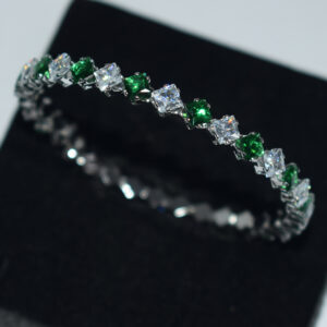 Sl-1238- bracelet silver plated green and white