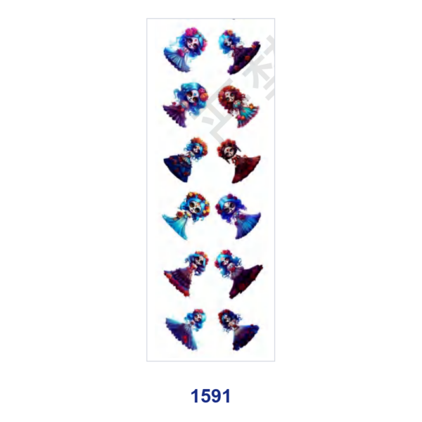 oly-3efc1984aebfba289d38767173f2eefc Wholesale 2/8/16pcs Halloween Sugar Skull Gothic Witch Lady Print Pen and Bookmark Stickers UV DTF Wraps OLY Exclusive
