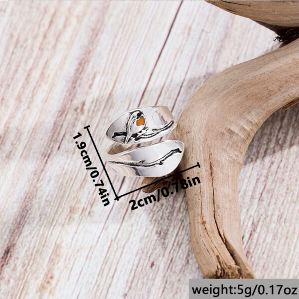 Wholesale Electroplated Alloy Adjustable Open Wide Band Bird Ring Elegant Design Jewelry Gift For Boutique Resale