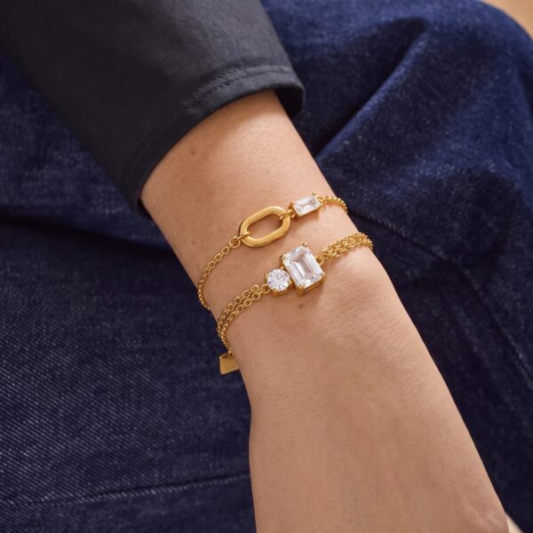 oly-3f09e3c9b0eee74db8d6152ae59f1eb7 Wholesale Geometric Zircon Flower Cuban Chain Bracelet Stainless Steel Women S Chic Everyday Jewelry