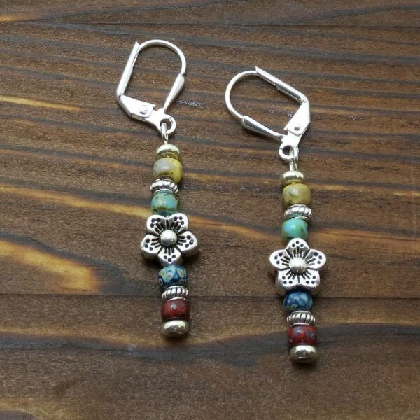 Wholesale Vintage Bohemian Beaded Flower Drop Earrings Alloy Silver Fashion Jewelry Women S Gift