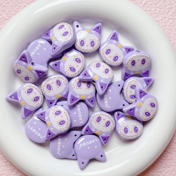 Wholesale Trendy Cat Head Acrylic Painted Beads 3 Hole DIY Phone Chain Keychain Jewelry Accessory OLY Exclusive