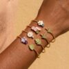 oly-3f88310921775e40d992f631fa947b3d Wholesale Copper Floral Open Cuff Bracelet Chic Botanical Design Gift Everyday Fashion Accessory