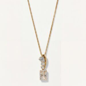 Trapezoid square diamond pendant necklace