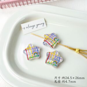10-checkered rainbow stars / See pictures for size (sold by the piece)