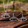 oly-40467a476e084f1f2c0221b9f5f1a815 Wholesale Evil Eye Zircon Earring And Necklace Set Zinc Alloy Chic Jewelry Accessory For Women Gift