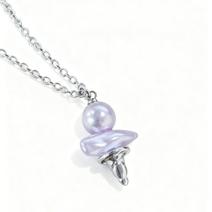 1 round base purple pearl ice cream necklace (imitation pearl)