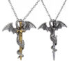 oly-407ee6f9406675773570f0cb2bb9225f Wholesale Retro Alloy Dragon Sword Pendant Necklace Punk Rock Fashion Gift
