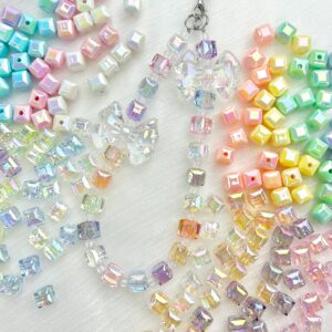 oly-40bdf40d68cd255578e5b5e22417a519 Wholesale Stylish Prismatic Acrylic Loose Beads UV Coated High Transparency 8mm Square Beads for DIY Jewelry Bracelet Necklace Making Gift Party Craft