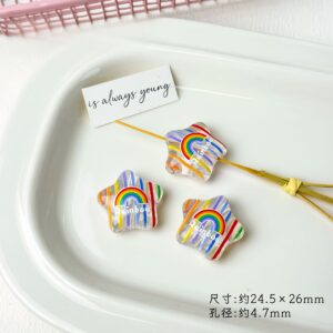 09-striped rainbow stars / See pictures for size (sold by the piece)