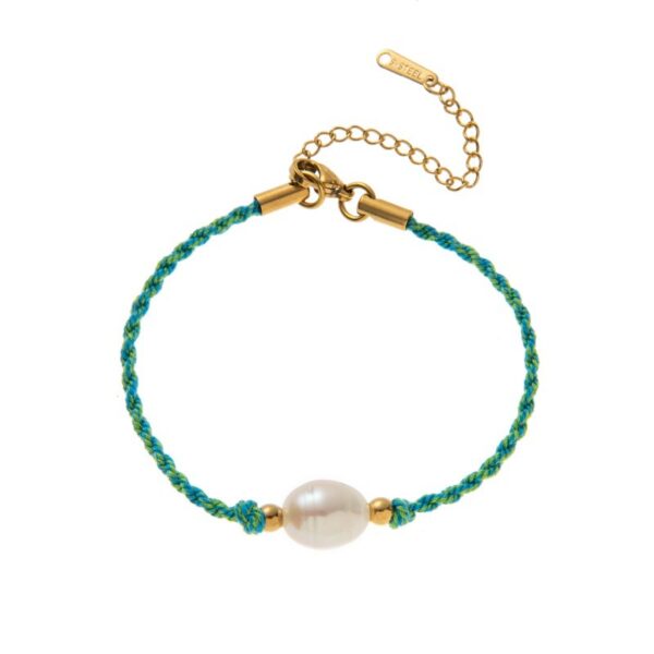 Wholesale Women S Star Rhinestone Pearl Braided Rope Bracelet Gold Tone Stainless Steel Gift Boutique Resale Fashion Accessory