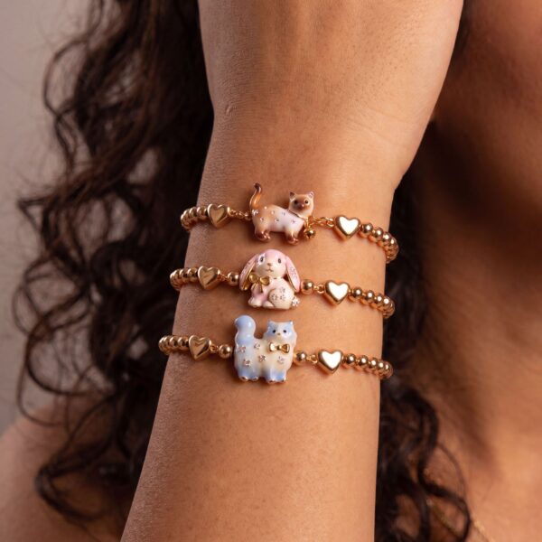 Wholesale Trendy Animal Series Stretch Bracelet Siamese Cat Rabbit Cat Design Copper Electroplated Fashion Jewelry Accessory For Everyday Wear Or Resale