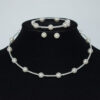 Wholesale French Style Imitation Pearl Rhinestone Bridal Jewelry Set Necklace Bracelet Earrings For Party Wear